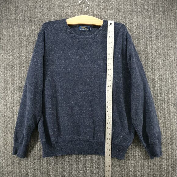 Polo Ralph Lauren Men's Pullover Crew Neck Knit Sweater Blue Large Cotton Logo - Picture 13 of 15